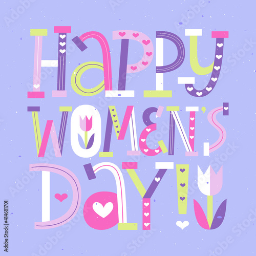Happy Women Day typography design. March 8