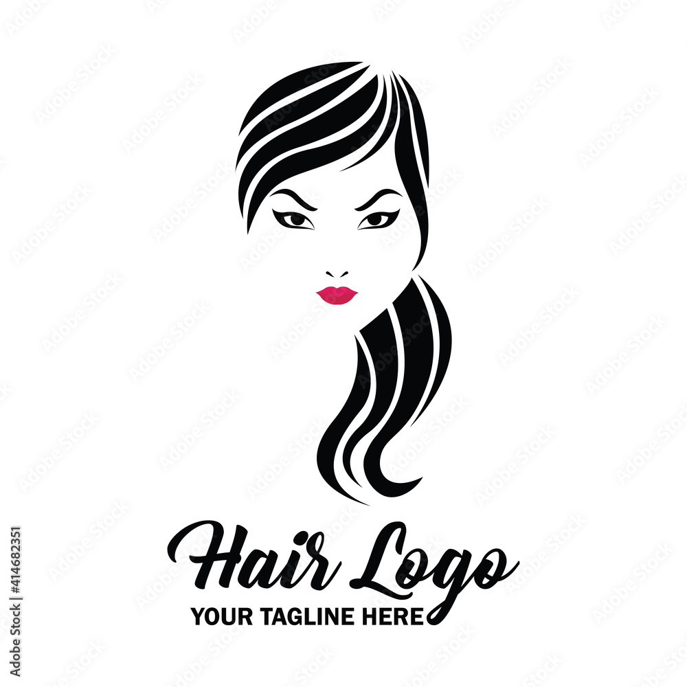 woman hair logo with text space for your slogan or tagline, vector illustration woman hair logo with text space for your slogan or tagline, vector illustration