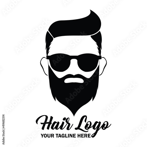 man hair logo with text space for your slogan or tagline, vector illustration