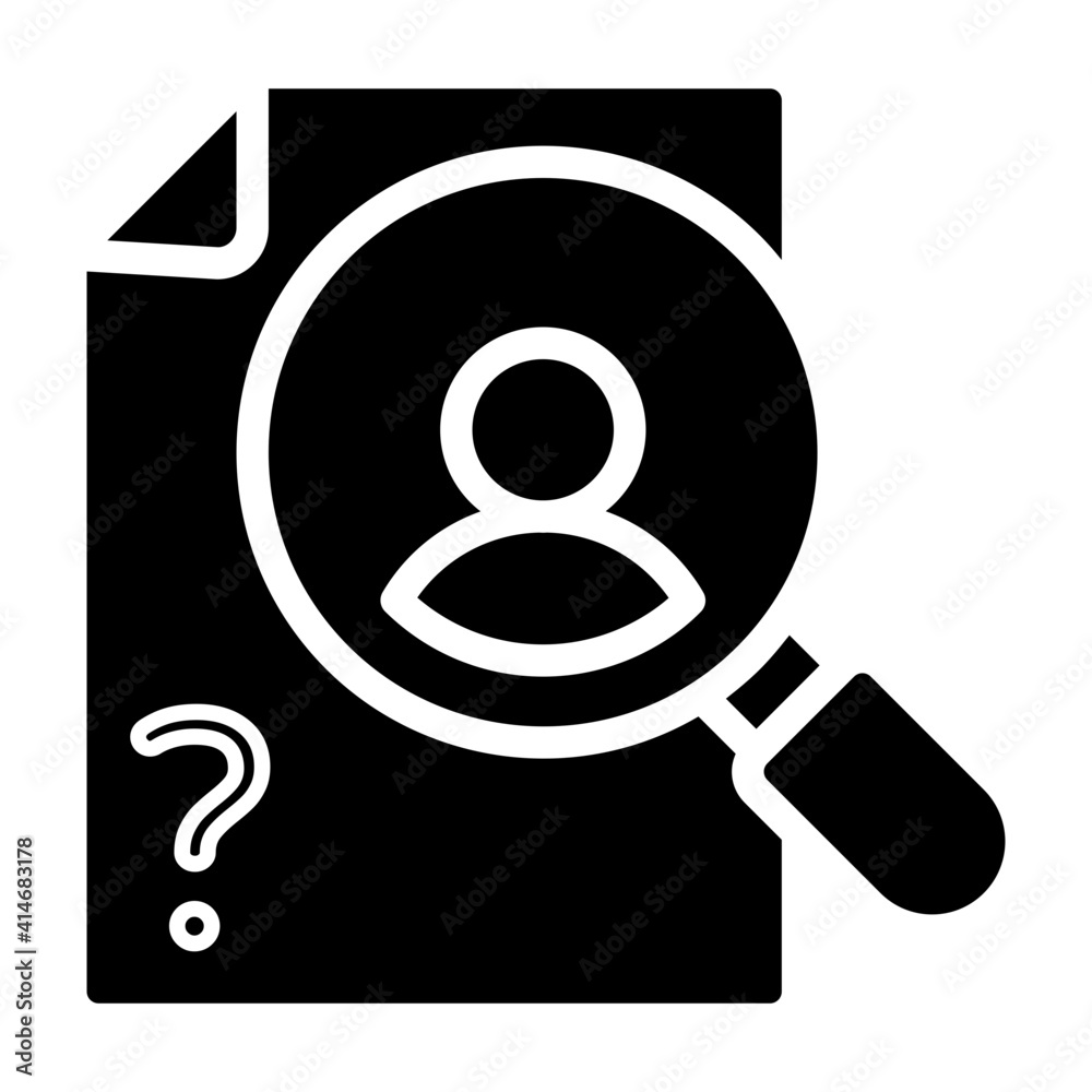 Avatar under magnifying glass, investigation list icon Avatar under magnifying glass, investigation list icon