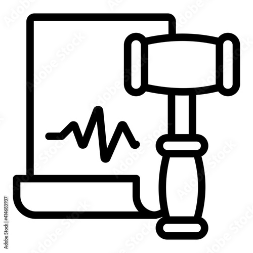 Folded paper with mallet, legal agreement icon