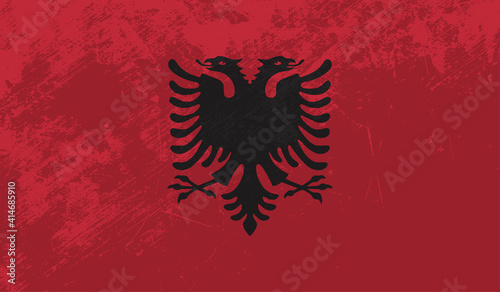 Grunge Albania flag. Albania flag with waving grunge texture.