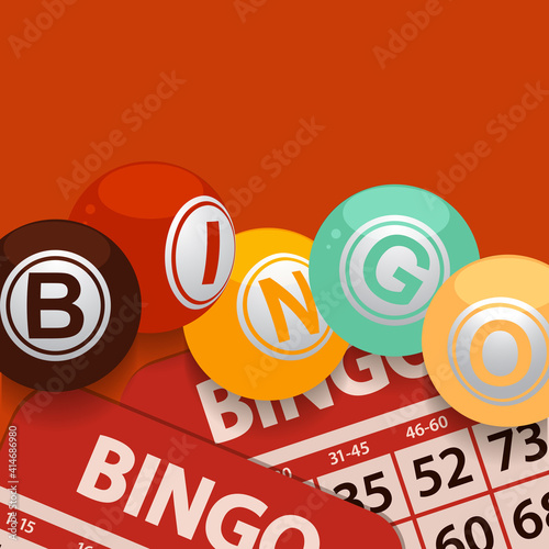 Bingo balls and cards with 70s colours