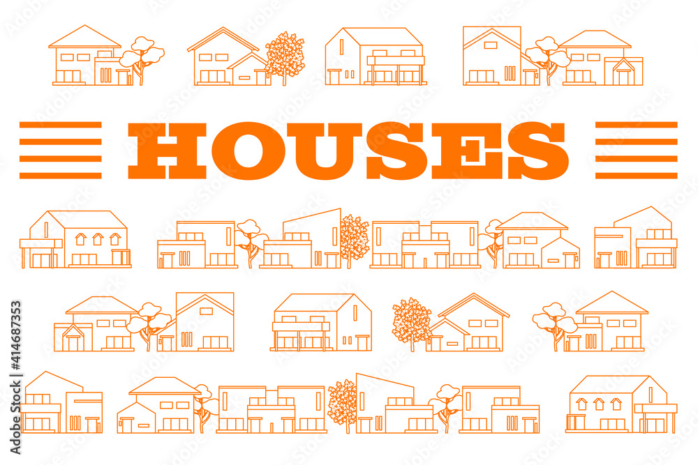 シンプルな住宅のベクター線画イラスト