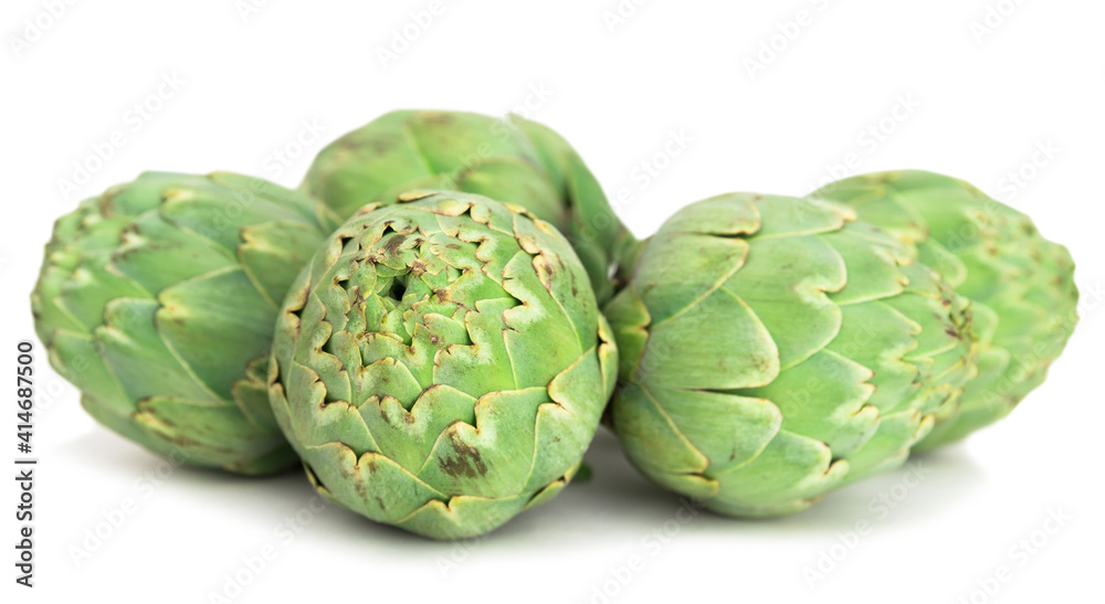 Fototapeta premium green artichokes on white background