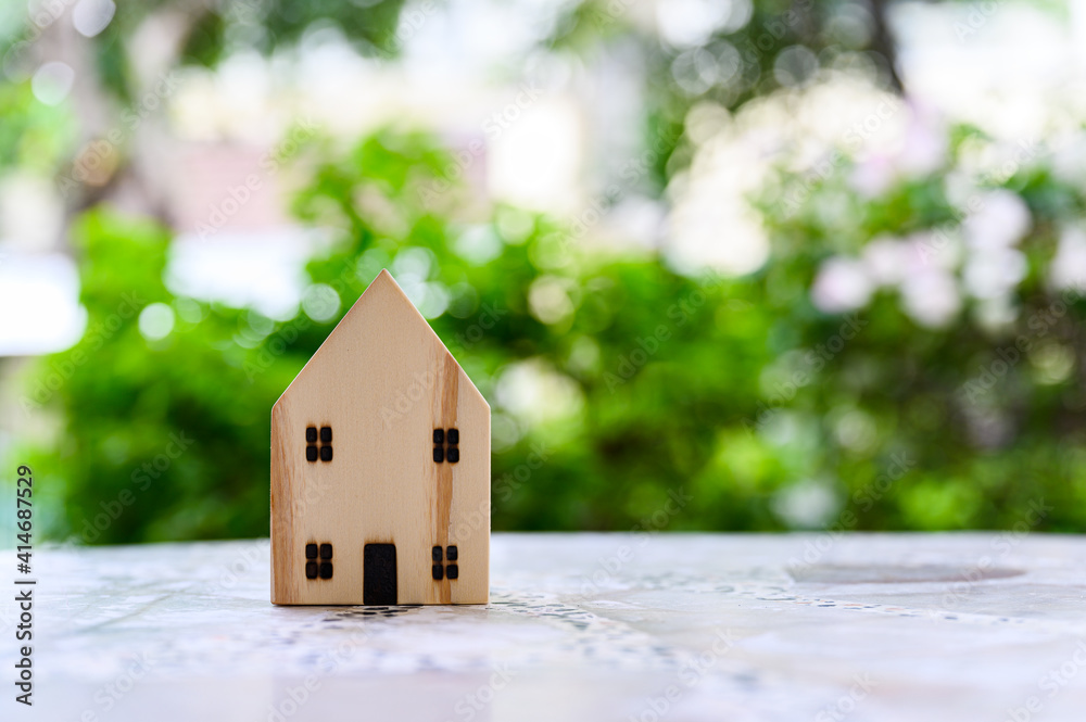 Wooden house with background nature and bokeh Wooden house with background nature and bokeh