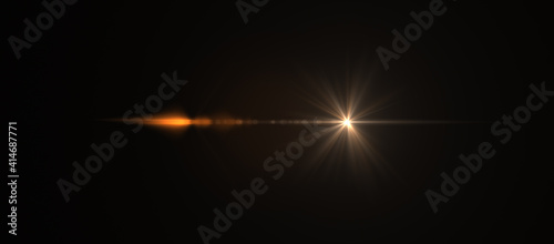 Beautiful digital light flare. Abstract Glowing light effect lens flare on dark background