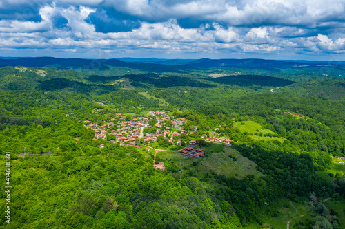 Aerial view of traditional Brashlyan village in Bulgaria photo