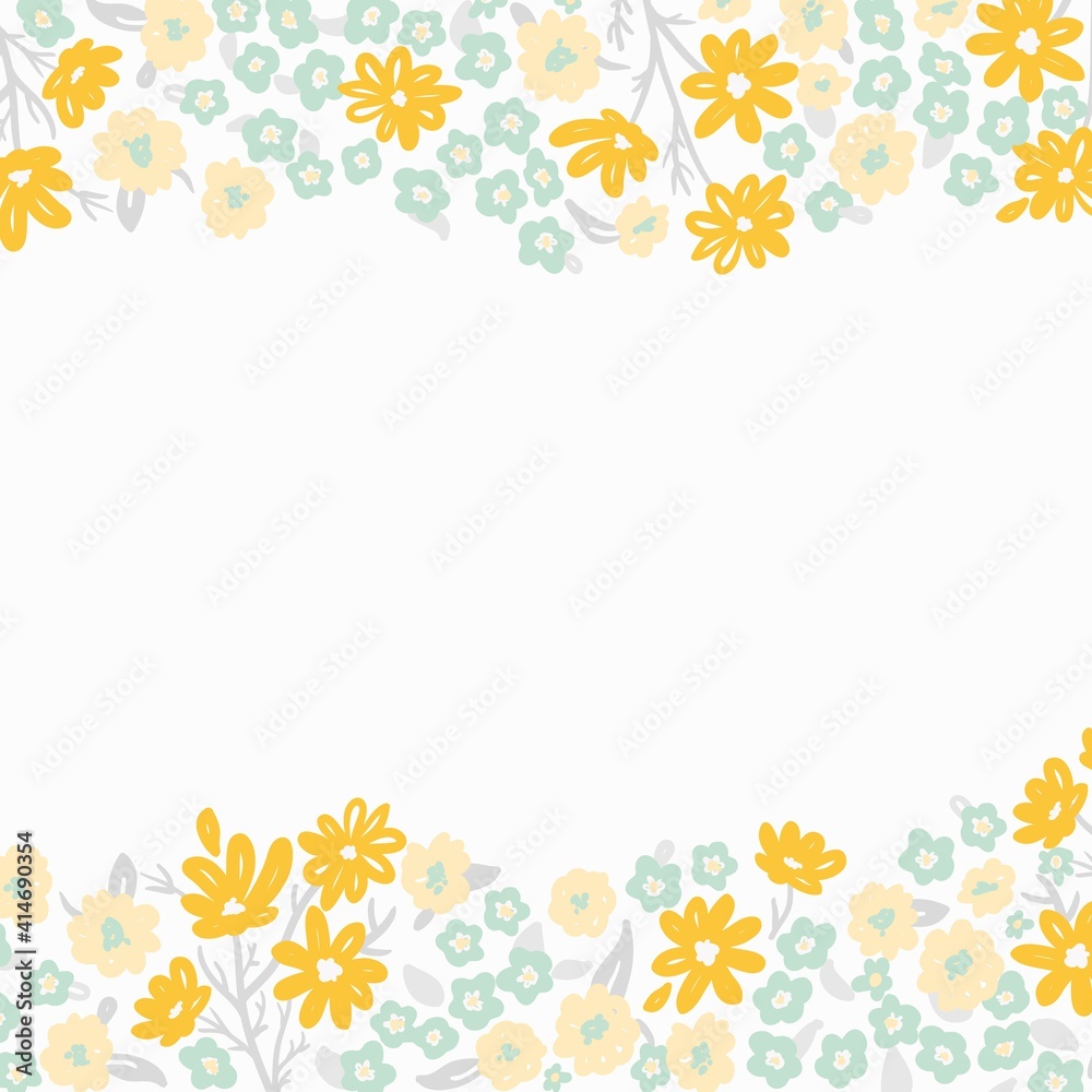 light spring floral border with tiny yellow flowers, square format light spring floral border with tiny yellow flowers, square format
