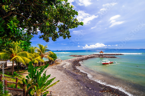 Beautiful sea view from the coast of Bali, Relax beach 