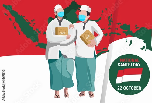Santri Vector Illustration Icon National Santri Stock Vector. national santri day