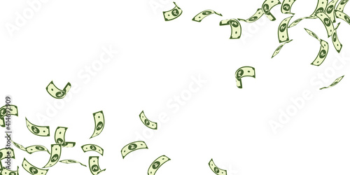 Indian rupee notes falling. Floating INR bills on