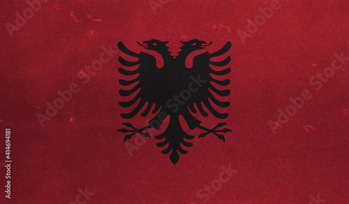 Grunge Albania flag. Albania flag with waving grunge texture.