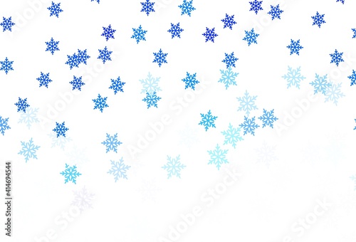 Light BLUE vector layout with bright snowflakes  stars.