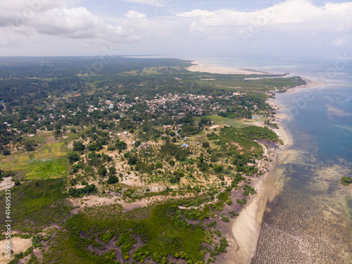 Uninhabited Tropical Islands in Indian Ocean. Aerial view of Pemba Island, Zanzibar. Tanzania. Africa © Oleksandr