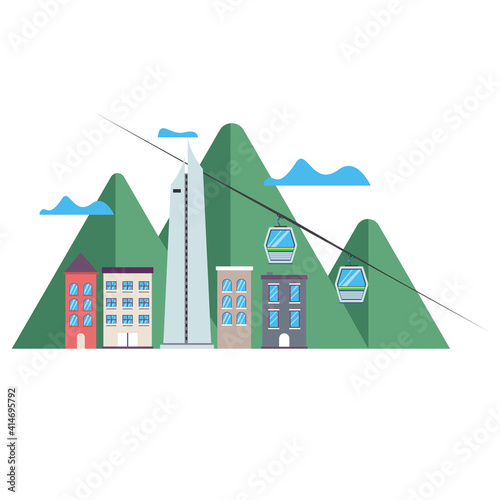 coltejer icon colombia with mountain and flat illustration vector