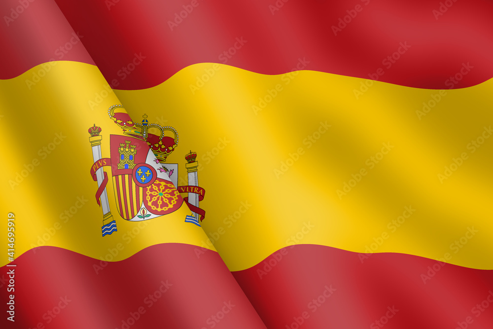 Fototapeta premium Spain waving flag 3d illustration wind ripple