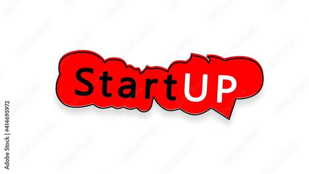 Animated phrase startup in the form of a pop-up cloud Animated phrase startup in the form of a pop-up cloud