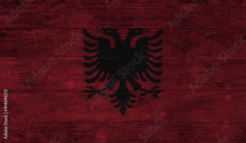 Grunge Albania flag. Albania flag with waving grunge texture.