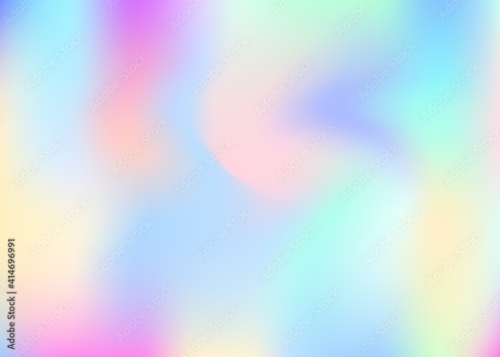 Obraz premium Gradient mesh abstract background. Multicolor holographic backdrop with gradient mesh. 90s, 80s retro style. Pearlescent graphic template for banner, flyer, cover design, mobile interface, web app.