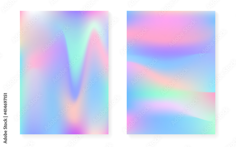 Holographic cover set with hologram gradient background. Holographic cover set with hologram gradient background.