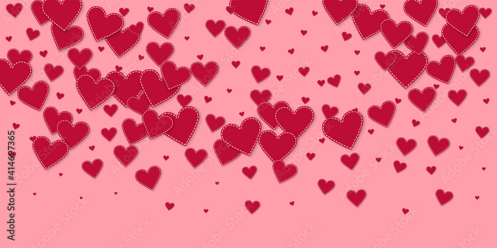 Red heart love confettis. Valentine's day gradient