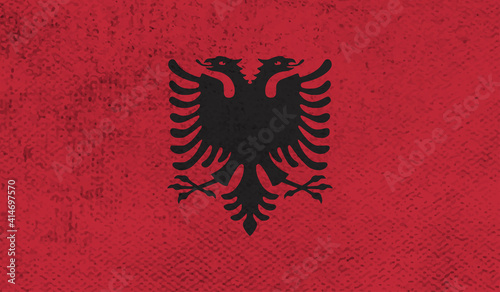 Grunge Albania flag. Albania flag with waving grunge texture.