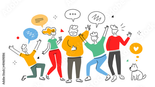 Vector business illustration of communication people team