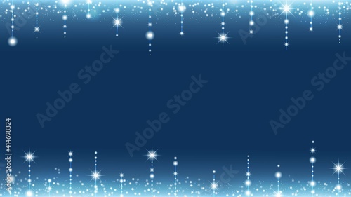 Blue snow stars bokeh, Christmas winter background