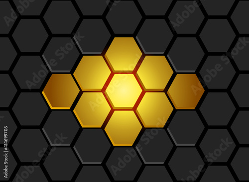 Dark background with hexagons