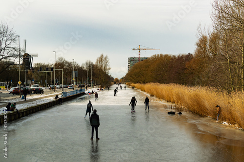 People ice skating in Amsterdam