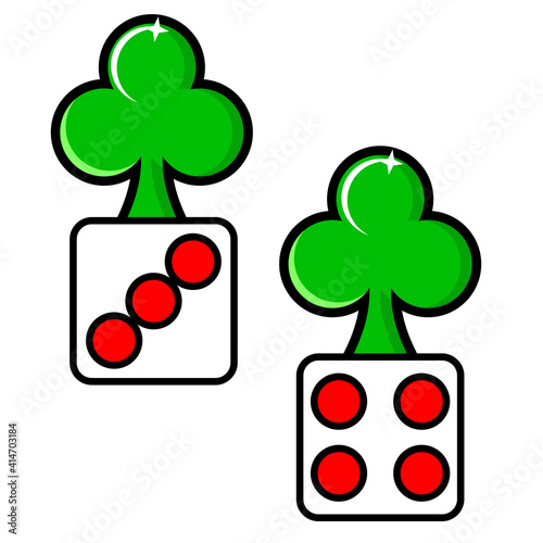 graphic illustration of design of seven lucky dice in casino game