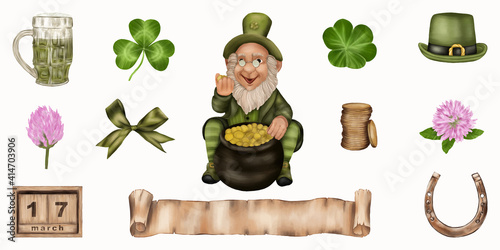 Large set of elements for St. Patrick's Day