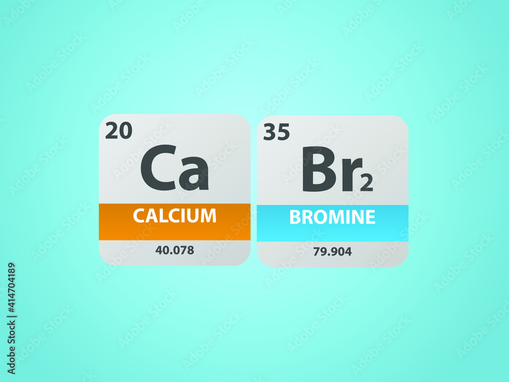 Calcium Bromide cabr2 molecule. Simple molecular formula consisting of