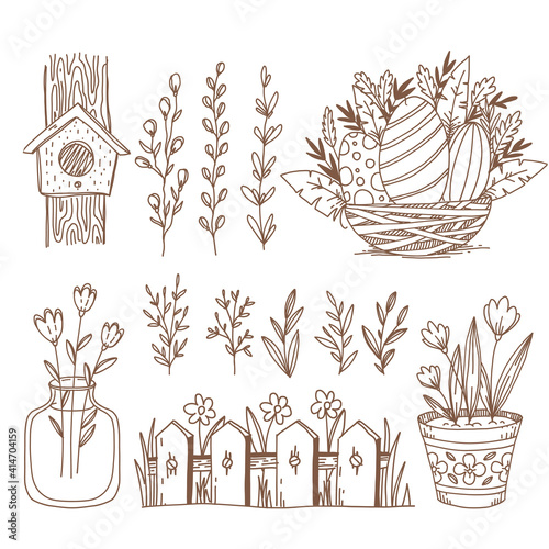 Easter hand drawn vector symbols and objects