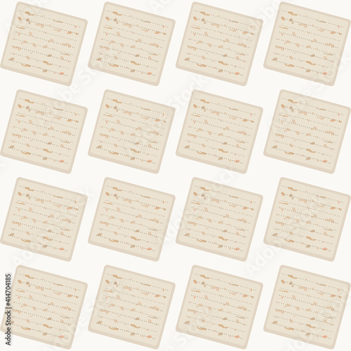 Illustration for the Jewish Passover, seamless pattern of matzah - the traditional food of the holiday. For Seder dinner decoration, wrapping and greetings