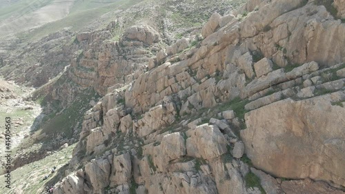 Kidron river valley. Panorama viewed from terrace of Great Lavra of St. Sabbas the Sanctified (Mar Saba) in Judean desert. Palestine, Israel photo