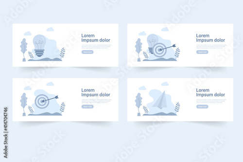 bulb and target set banner concept. vector illustration