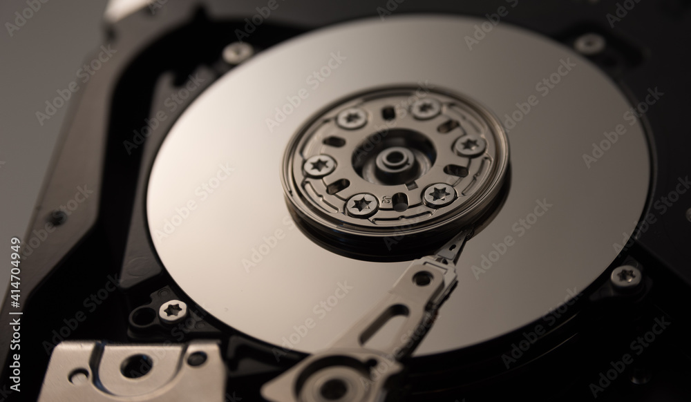Detailed view of the inside of a hard disk drive Detailed view of the inside of a hard disk drive