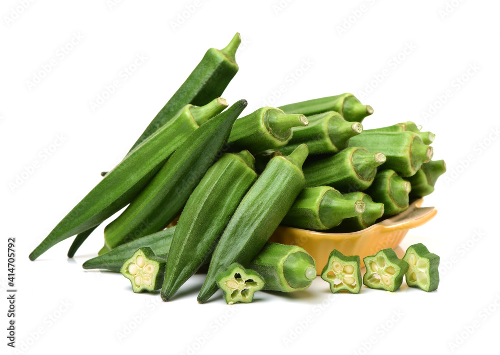 Fresh young okra isolated on white background Fresh young okra isolated on white background