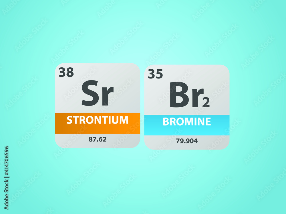 Strontium bromide srbr2 molecule. Simple molecular formula consisting