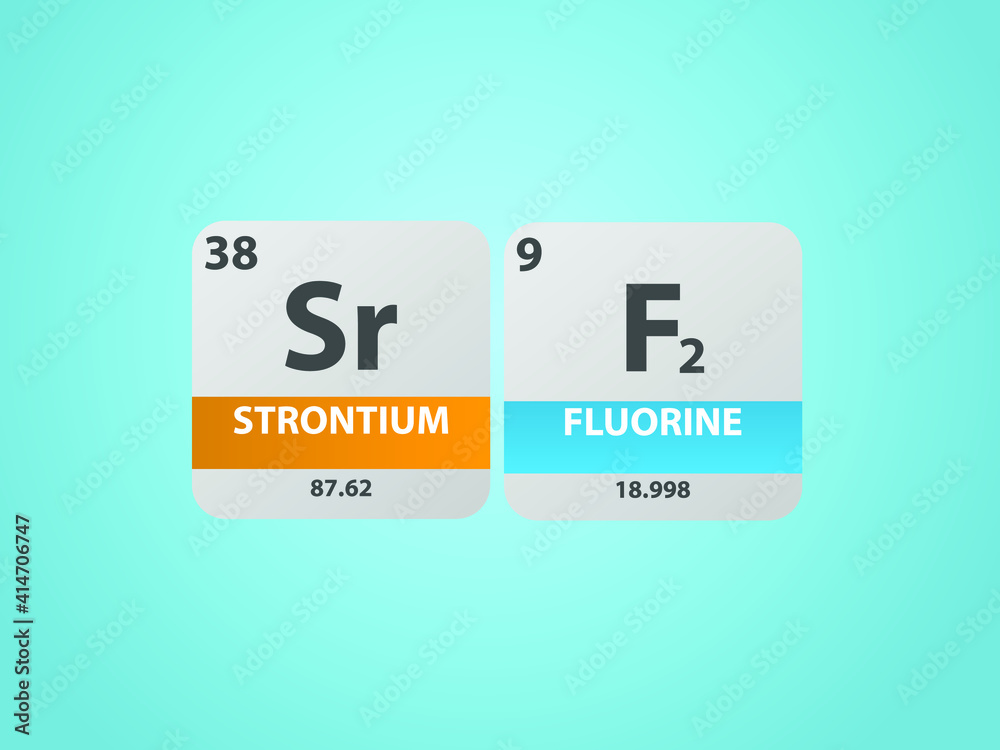 Strontium fluoride srf2 molecule. Simple molecular formula consisting of Strontium, Fluorine , elements. Chemical compound simplified structure on blue background, for chemistry education
Strontium fluoride srf2 molecule. Simple molecular formula consisting of Strontium, Fluorine , elements. Chemical compound simplified structure on blue background, for chemistry education