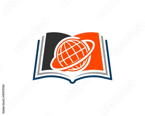 Education book with abstract globe inside