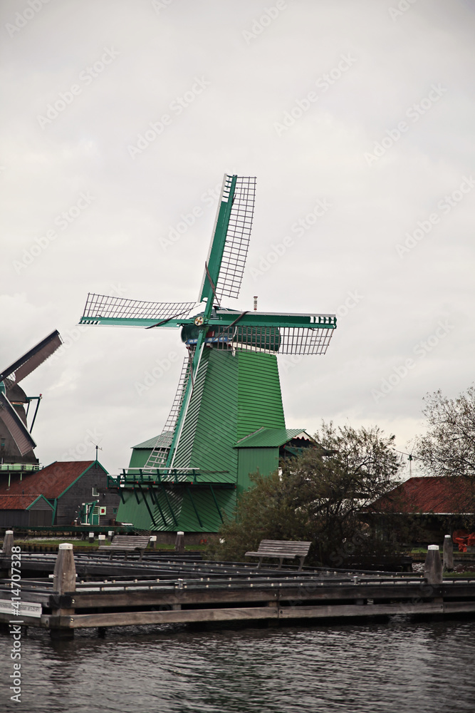 Old, traditional wind mills of Netherlands