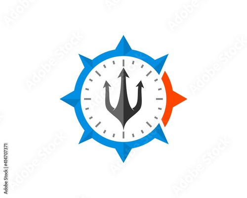 Nautical compass with trident inside