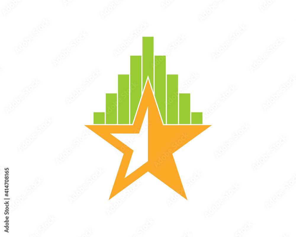 Chart growth up on the star logo Chart growth up on the star logo