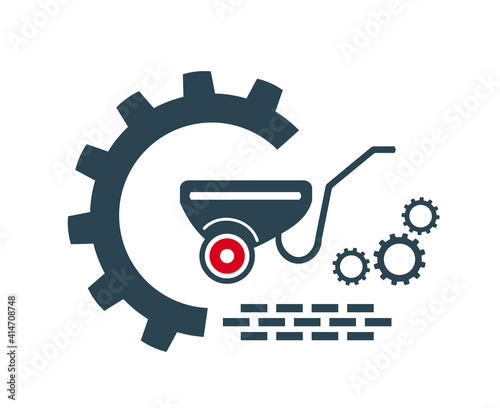 Vector illustration of a logo, icon, for construction work . Cart and construction.