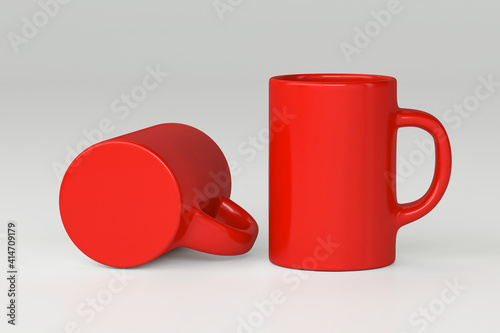 red cup isolated on light grey background promo mockup for branding corporate logo 3d render