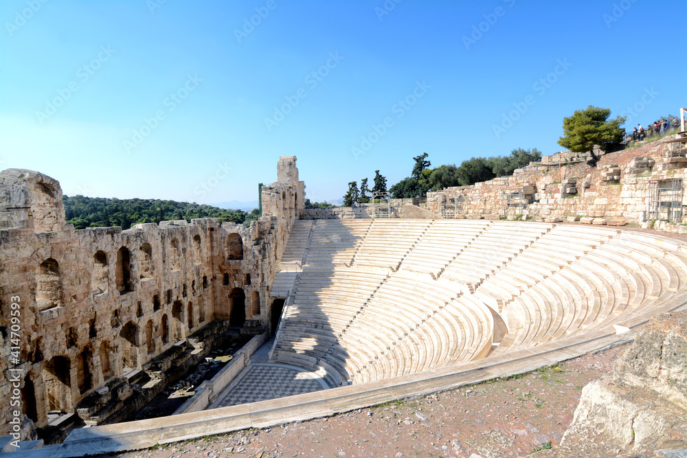the odeo of Herod Atticus is a small stone theater located on the southern slope of the Acropolis of Athens, originally covered and designed for musical performances