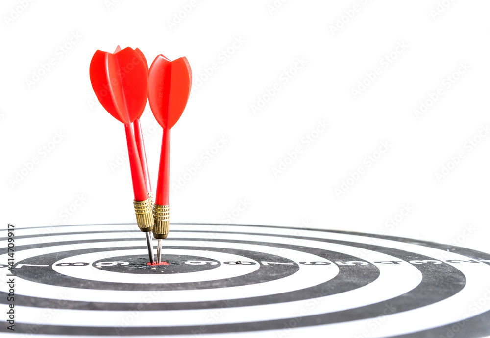 Target hit in the center by arrows. Success goals Targeting the business concept. Target and goal as concept. isolated on white background. Target hit in the center by arrows. Success goals Targeting the business concept. Target and goal as concept. isolated on white background.